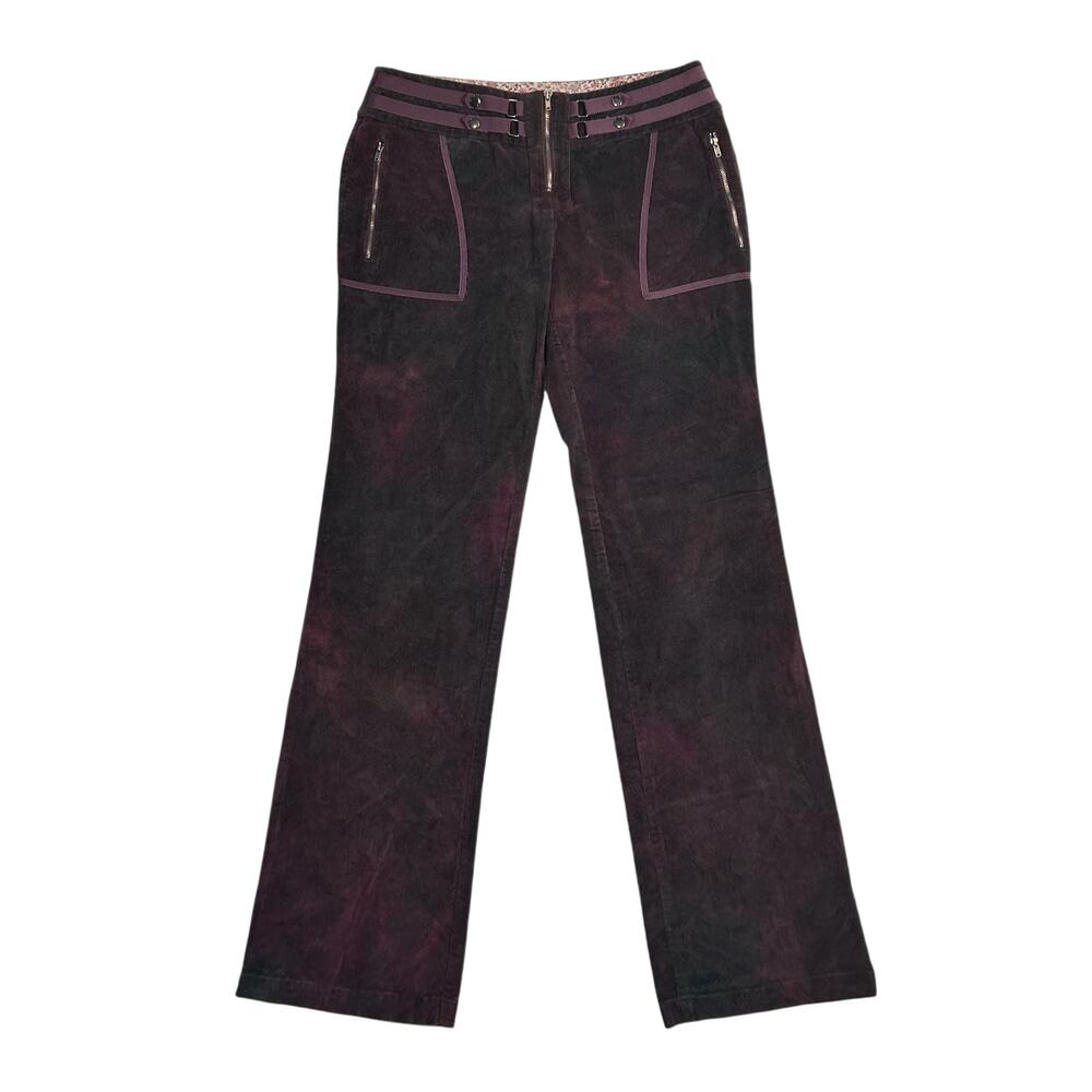 Vintage Y2K Fray Bedford Cord Purple Acid Wash Low Waisted Pants Size 2